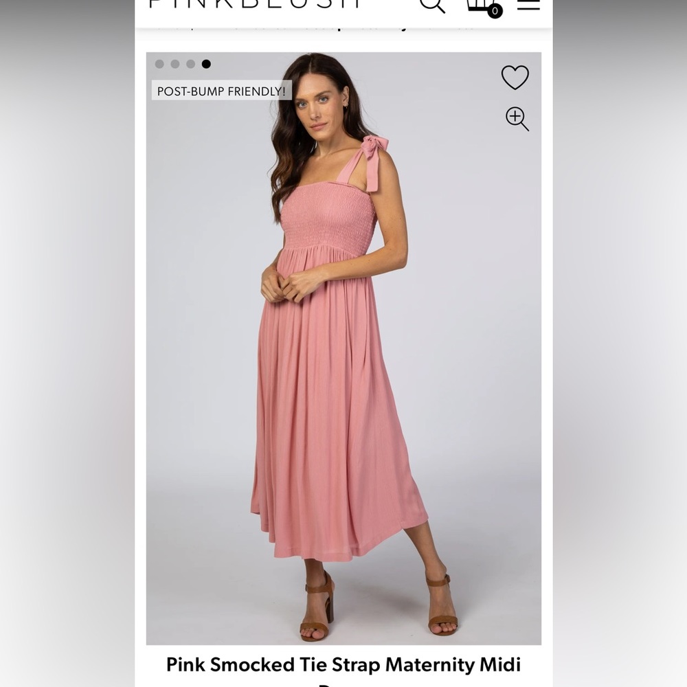 Pink tie strap smocked dress